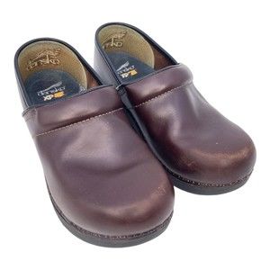 Dansko XP 2.0 Womens Brown Leather Slip On Comfort Slip Resist Clogs Size 36